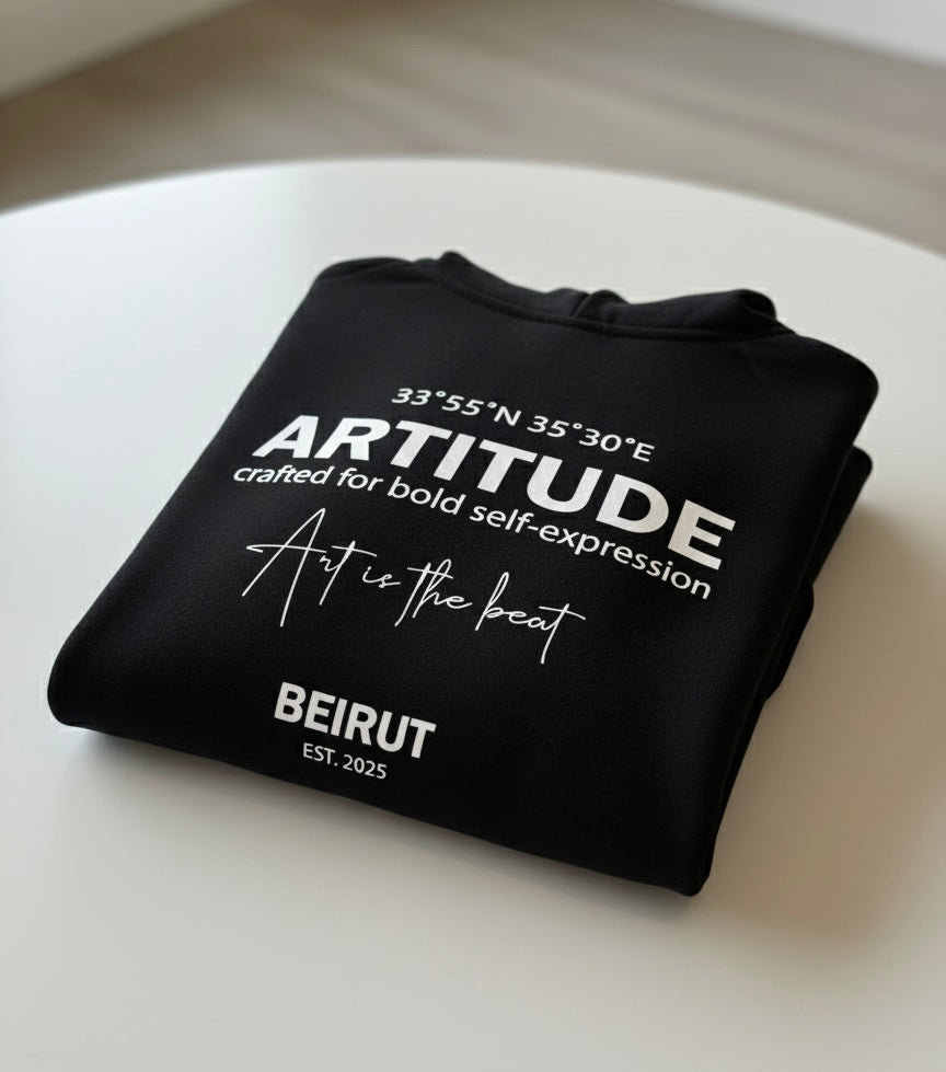 UNISEX HOODIE - ARTITUDE FLEECE BLACK