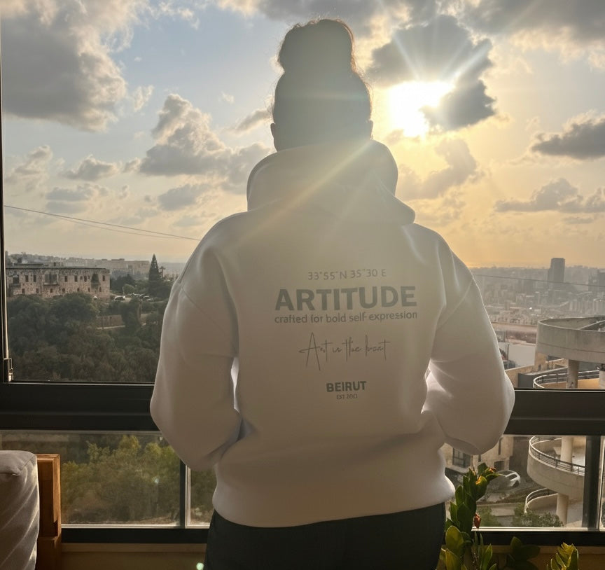 UNISEX HOODIE - ARTITUDE FLEECE WHITE