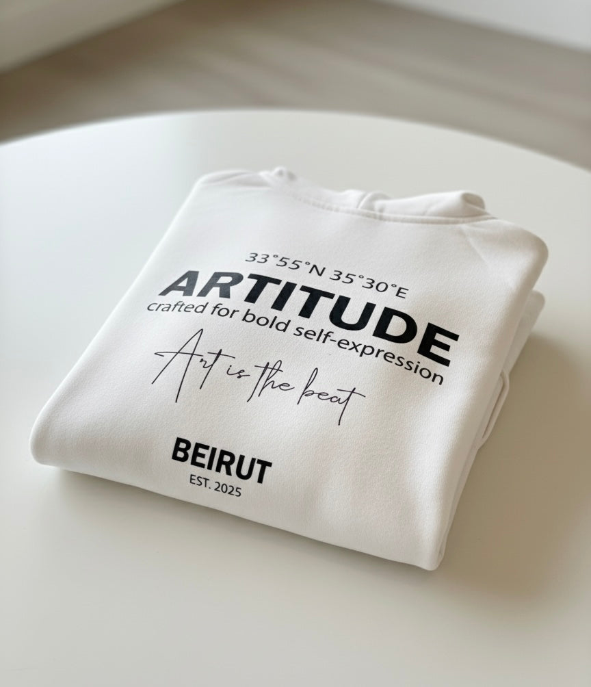 UNISEX HOODIE - ARTITUDE FLEECE WHITE