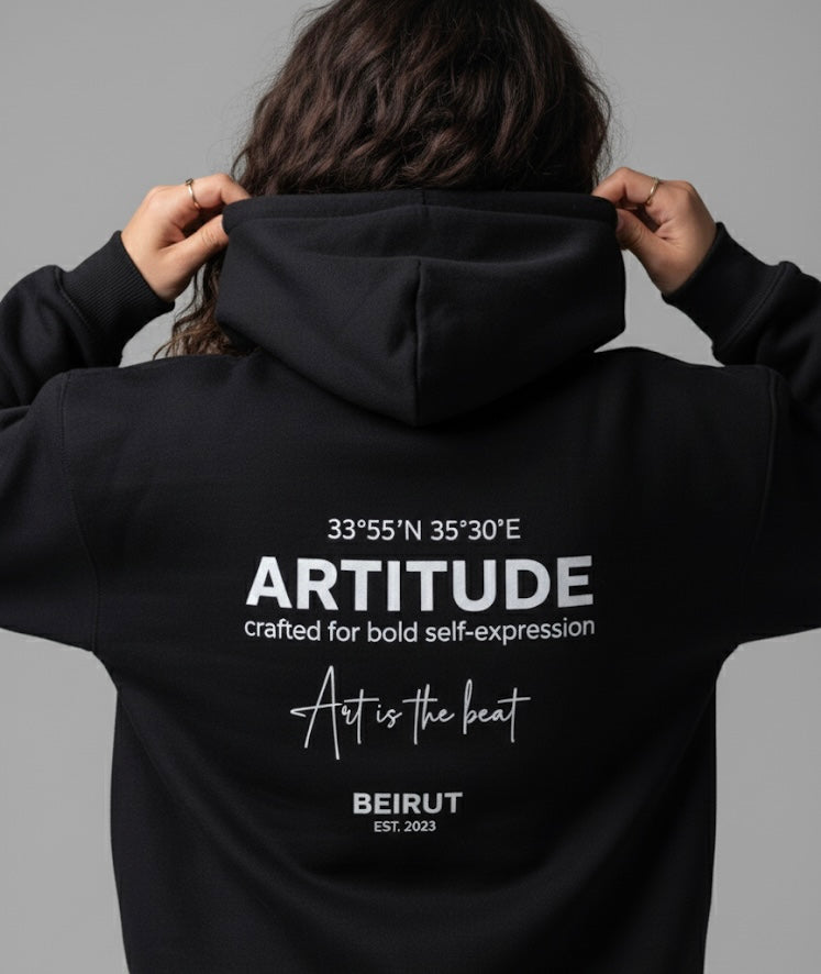 UNISEX HOODIE - ARTITUDE FLEECE BLACK