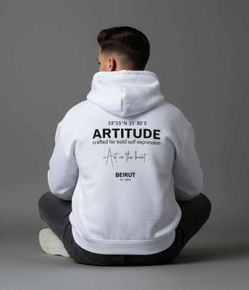UNISEX HOODIE - ARTITUDE FLEECE WHITE