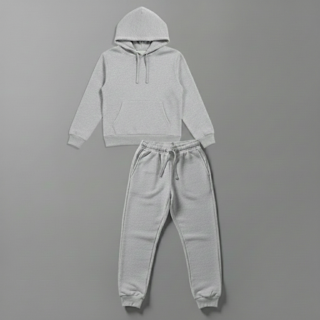 Grey Plain Set (Hoodie +Sweatpants)