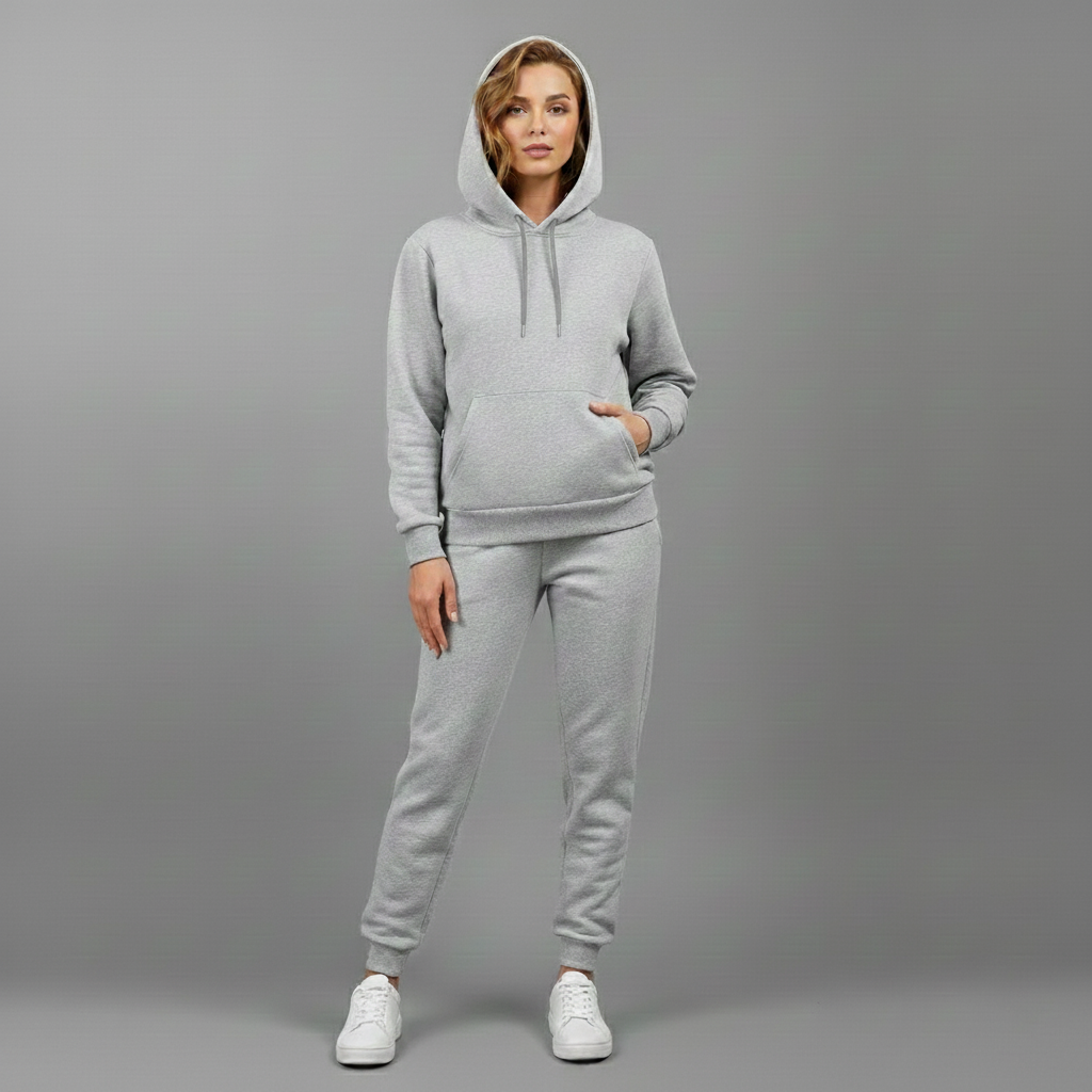 Grey Plain Set (Hoodie +Sweatpants)