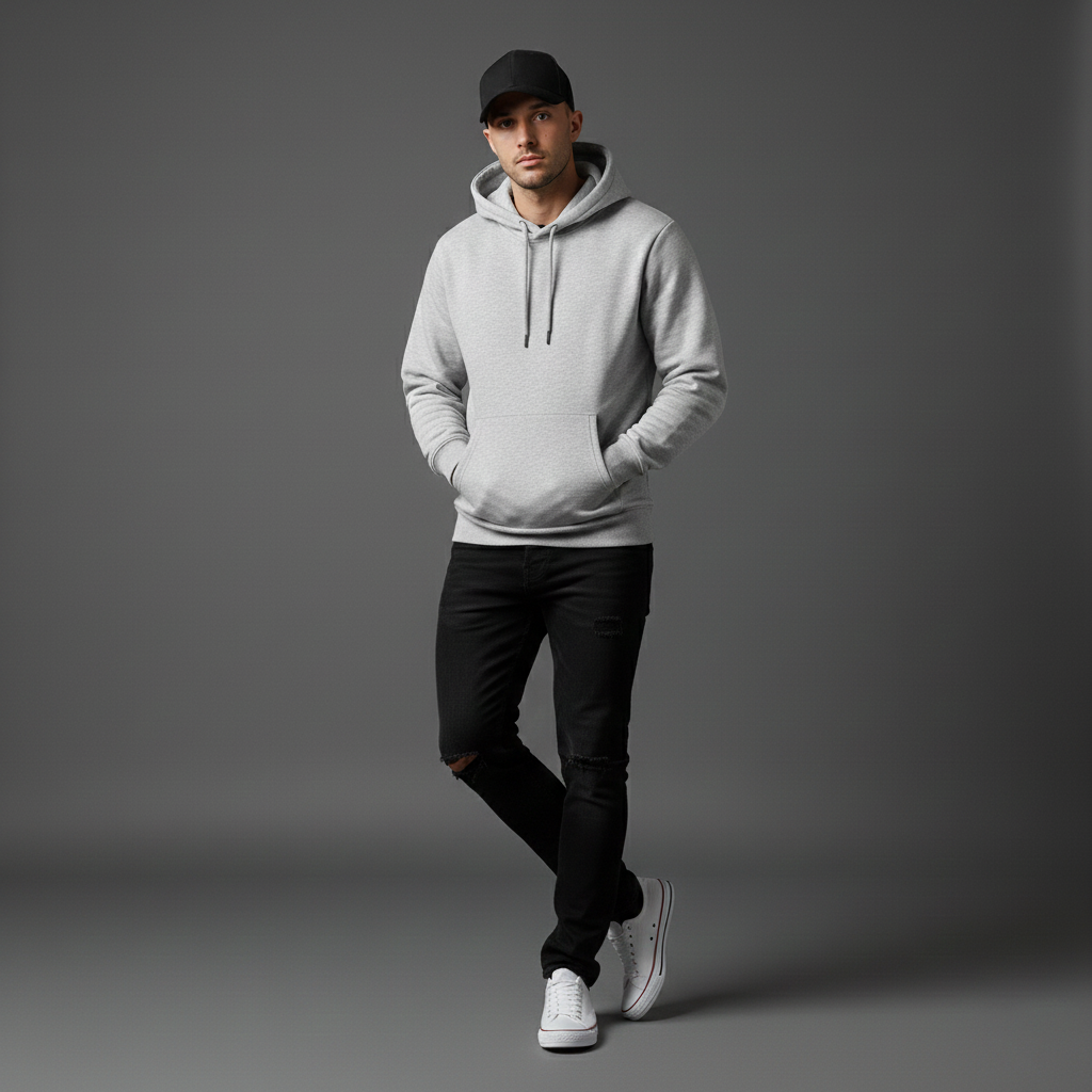 Grey Plain Hoodie