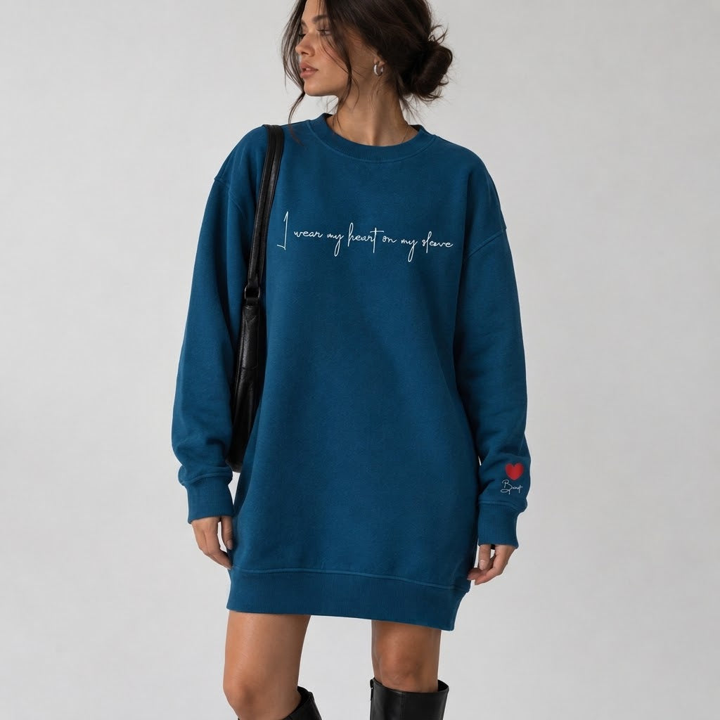 I Wear My Heart on My Sleeve - Sweatshirt Dress
