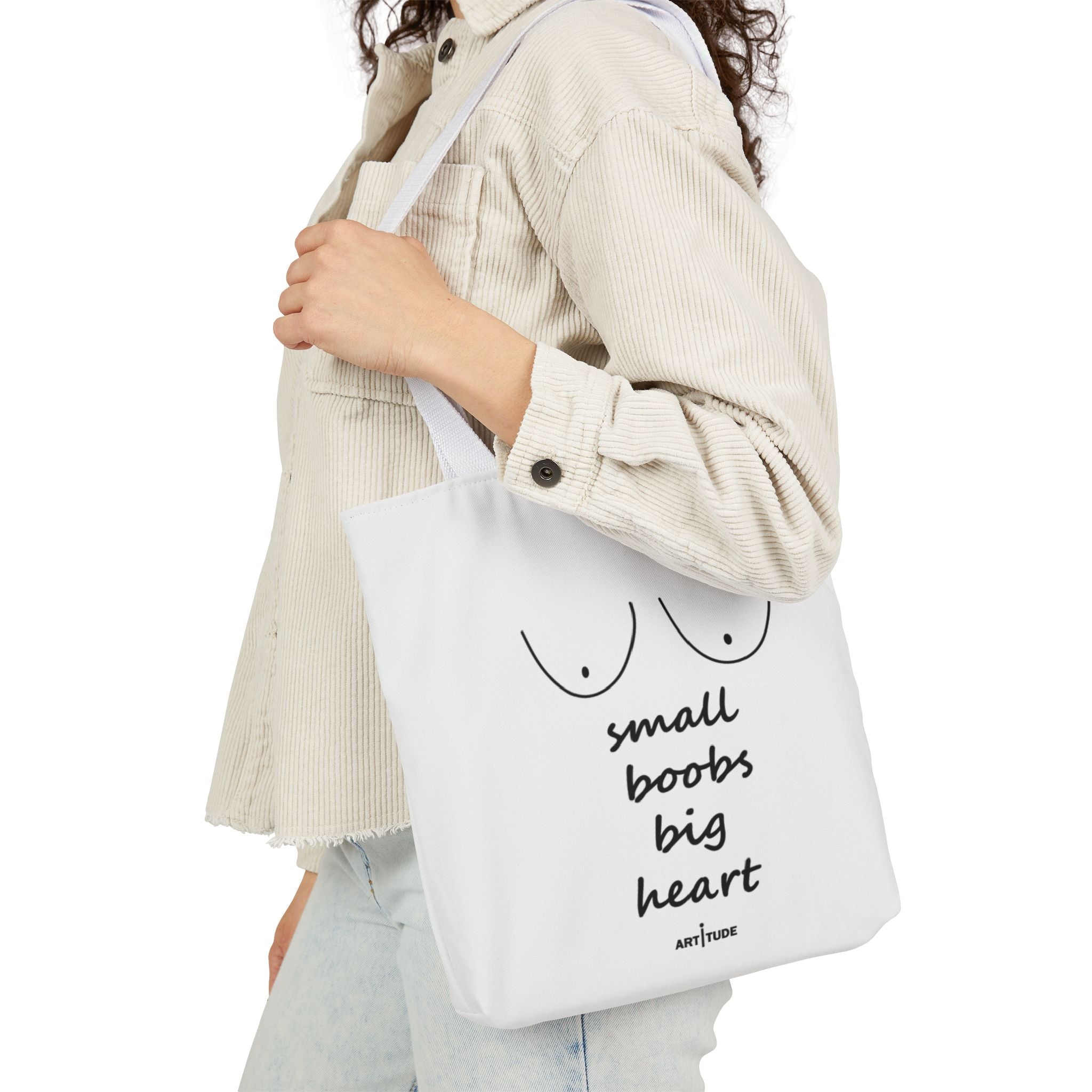 SMALL BOOBS.BIG HEART - WHITE TOTE