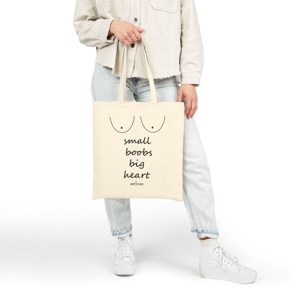 SMALL BOOBS.BIG HEART - BEIGE TOTE
