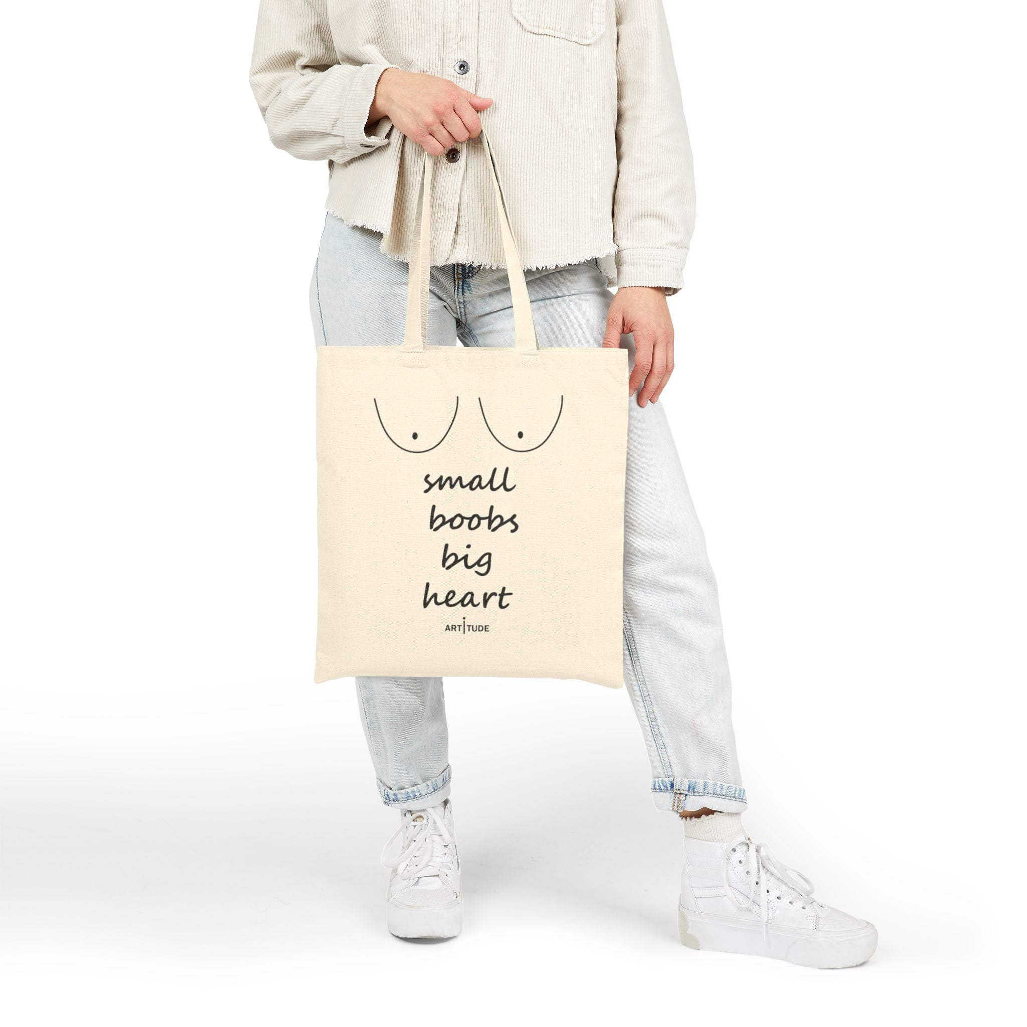 SMALL BOOBS.BIG HEART - BEIGE TOTE