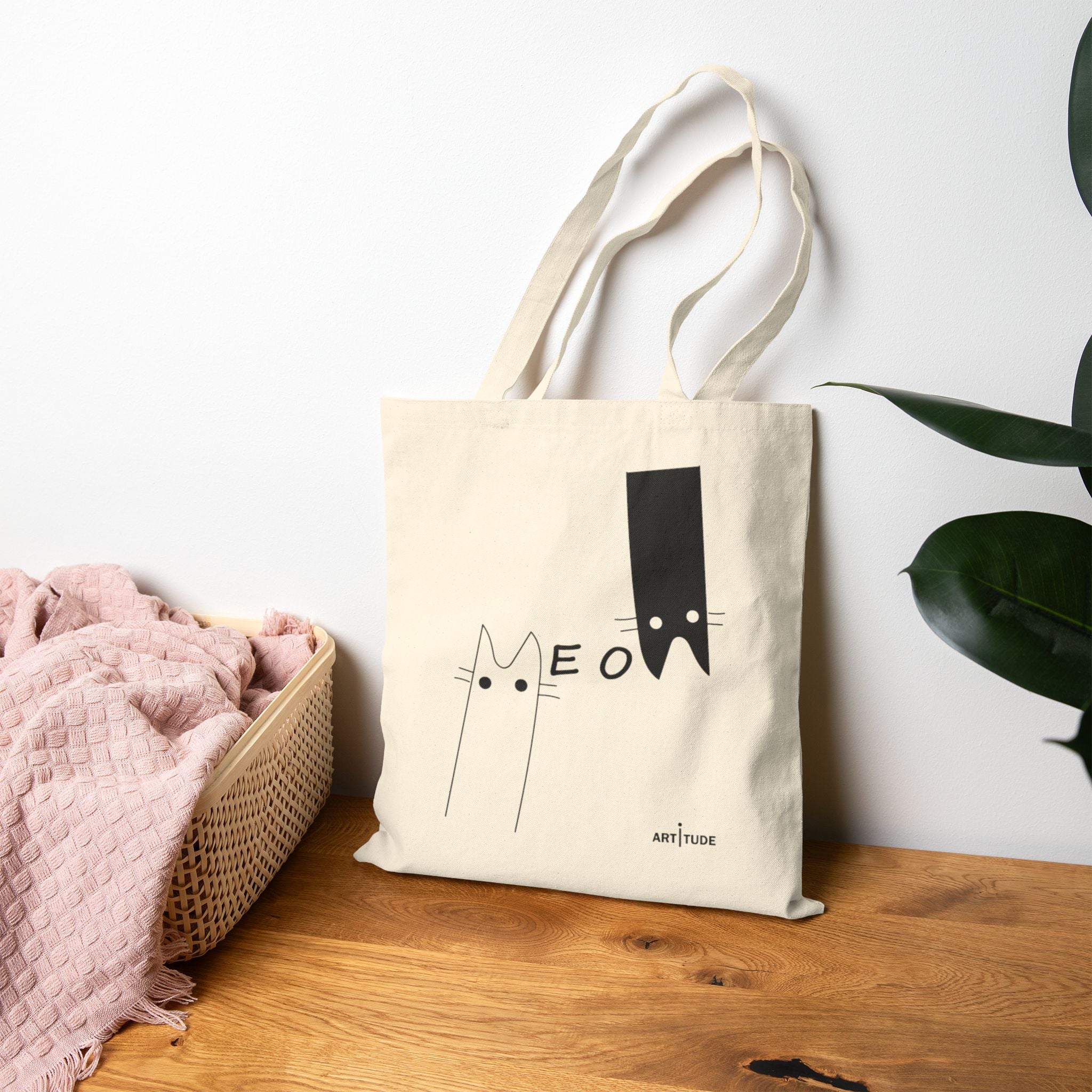 THE MEOW BEIGE TOTE