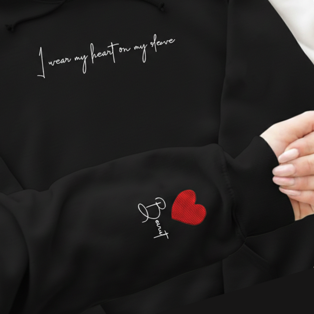 HOODIE - EMBROIDERED BEIRUT HEART ON SLEEVE