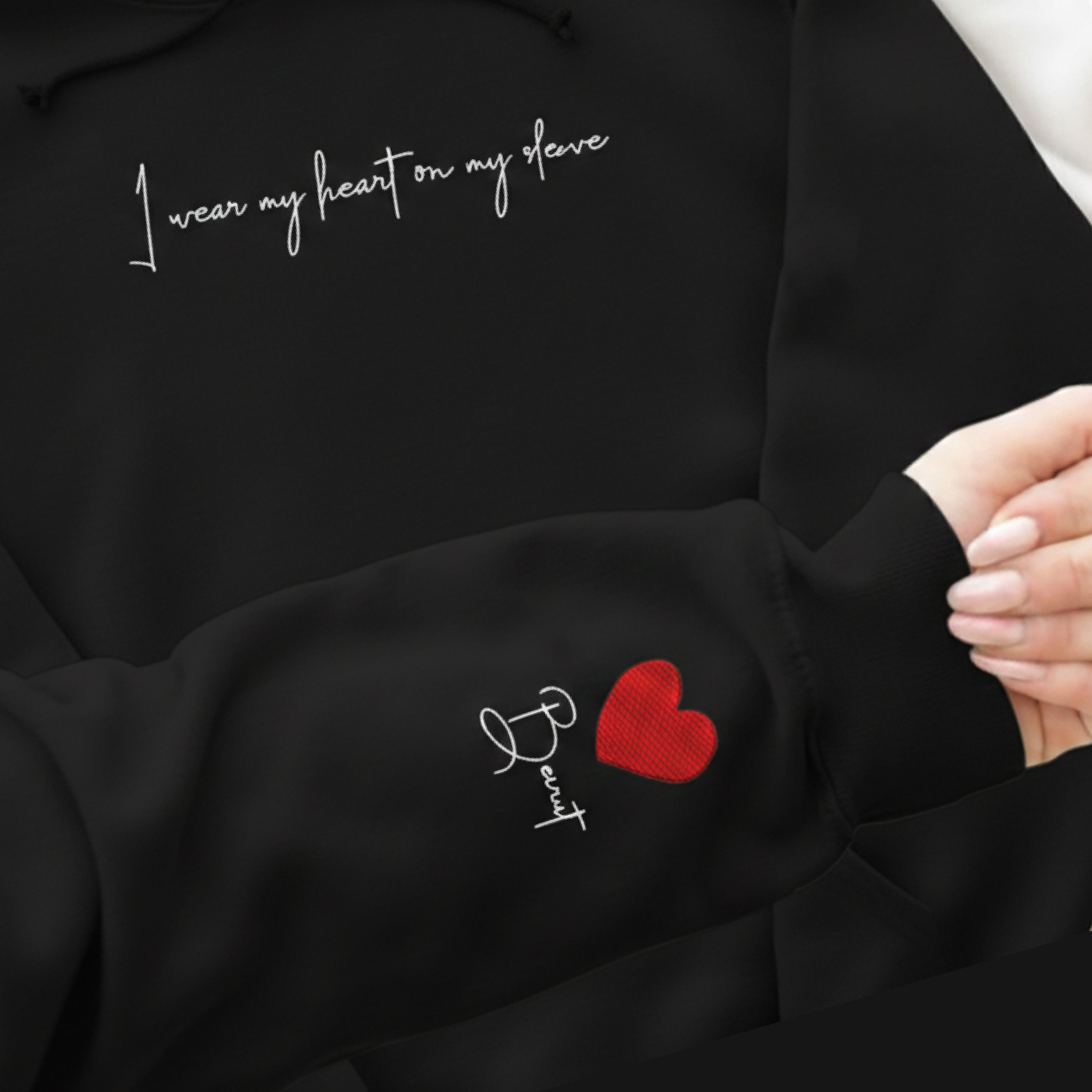 HOODIE - EMBROIDERED BEIRUT HEART ON SLEEVE