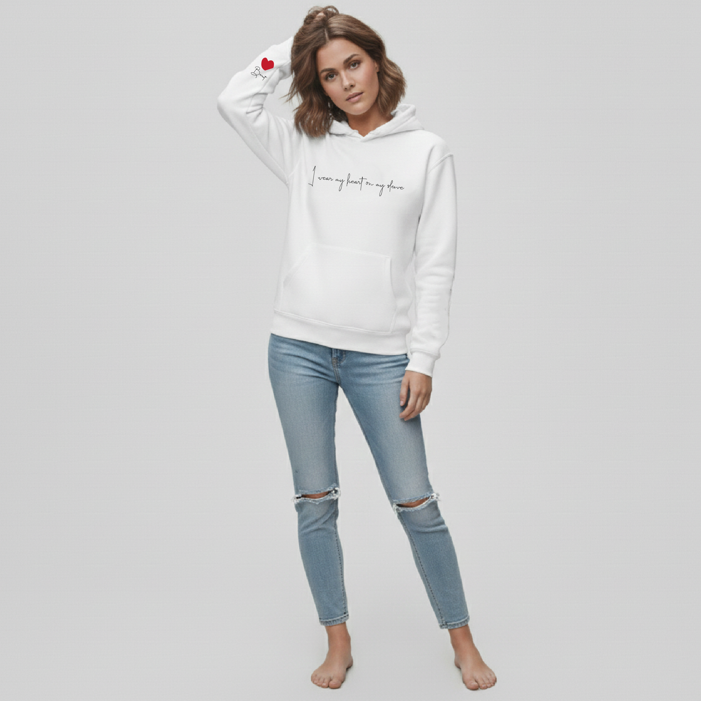 HOODIE - PRINTED BEIRUT HEART ON SLEEVE