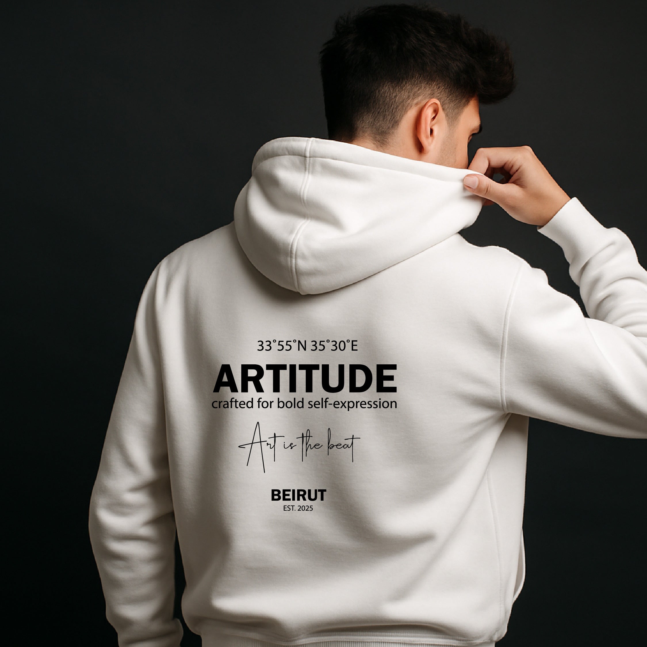 UNISEX HOODIE - ARTITUDE FLEECE WHITE