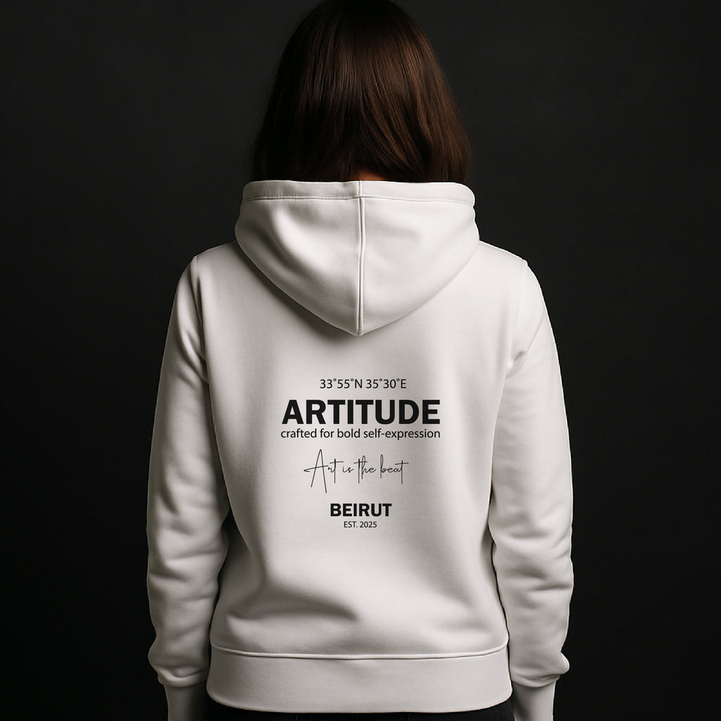 UNISEX HOODIE - ARTITUDE FLEECE WHITE