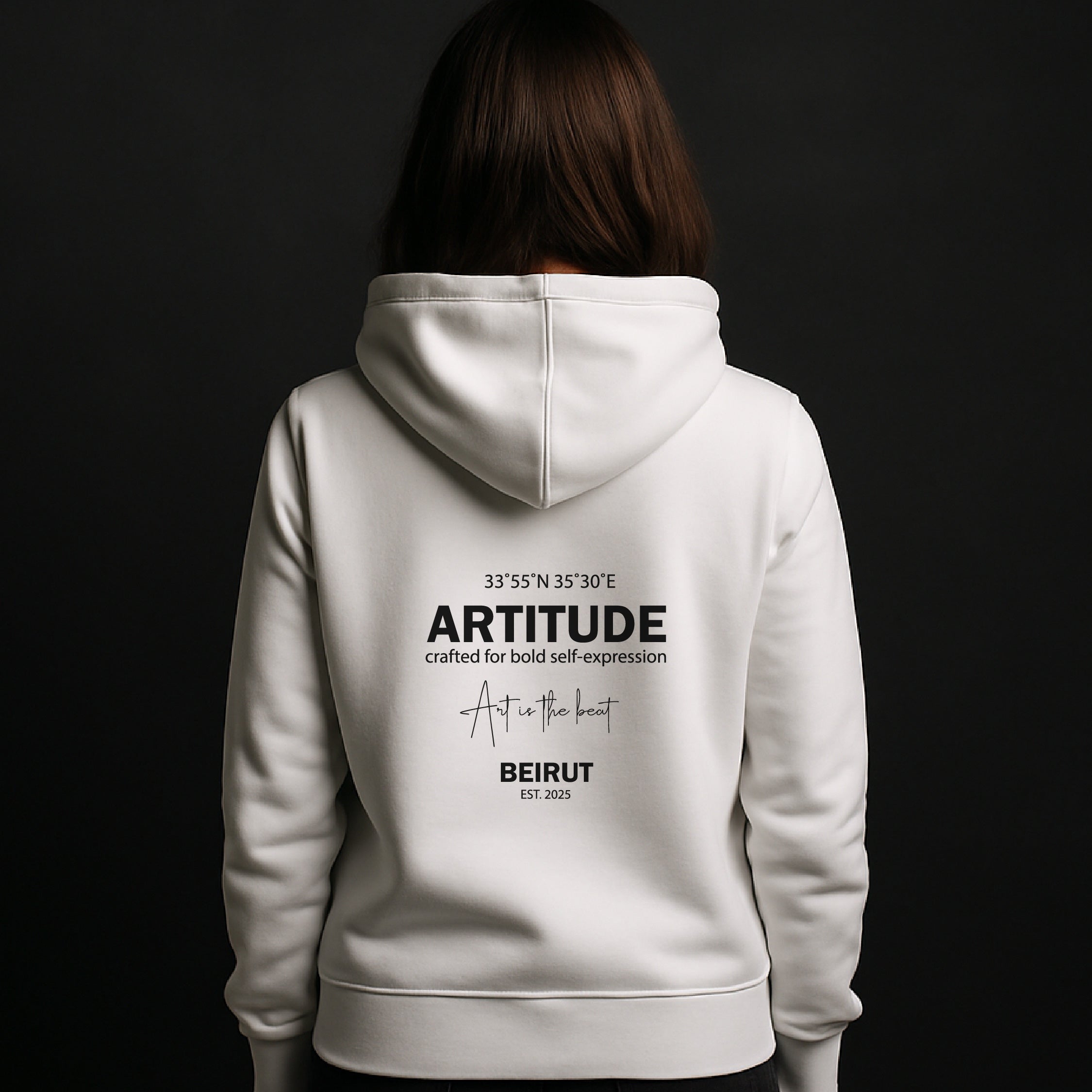 UNISEX HOODIE - ARTITUDE FLEECE WHITE